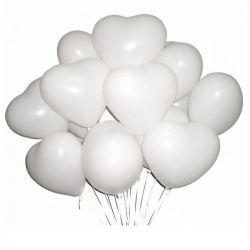 Облако из шаров "Белые сердечки" 30 см