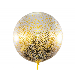 Большой шар с золотым конфетти 90 см