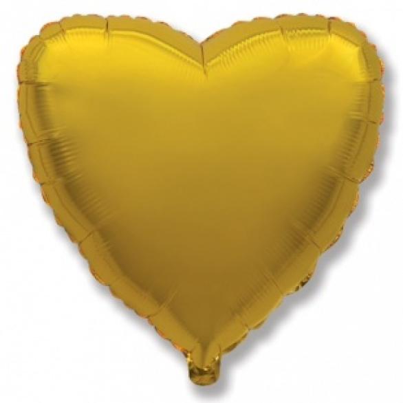 Шар сердце золото 45 см