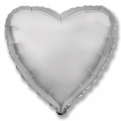 Шар сердце серебро 45 см