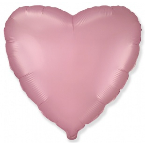 Шар сердце розовый сатин 45 см