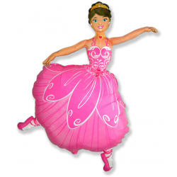 Фольгированный шар (40''/102 см) Фигура, Балерина, Розовый.