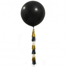 Воздушный шар 36"/91см черный с тассел-гирляндой