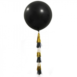 Воздушный шар 36"/91см черный с тассел-гирляндой