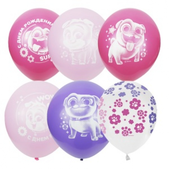 Облако из шаров "Дисней, мопсы для девочек, с днем рождения!"