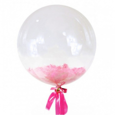 Прозрачный шар Bubble с розовыми перьями, 61 см
