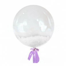 Прозрачный шар Bubble с белыми перьями, 46 см