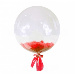 Прозрачный шар Bubble с Красными перьями, 46 см