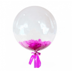 Прозрачный шар Bubble с малиновыми перьями, 61 см